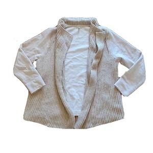 Talbots Sweater Cardigan Top Women Large Beige Tan Wool Knit Open Casual Office